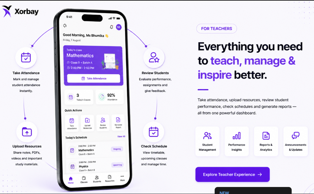 Xorbay teacher dashboard preview